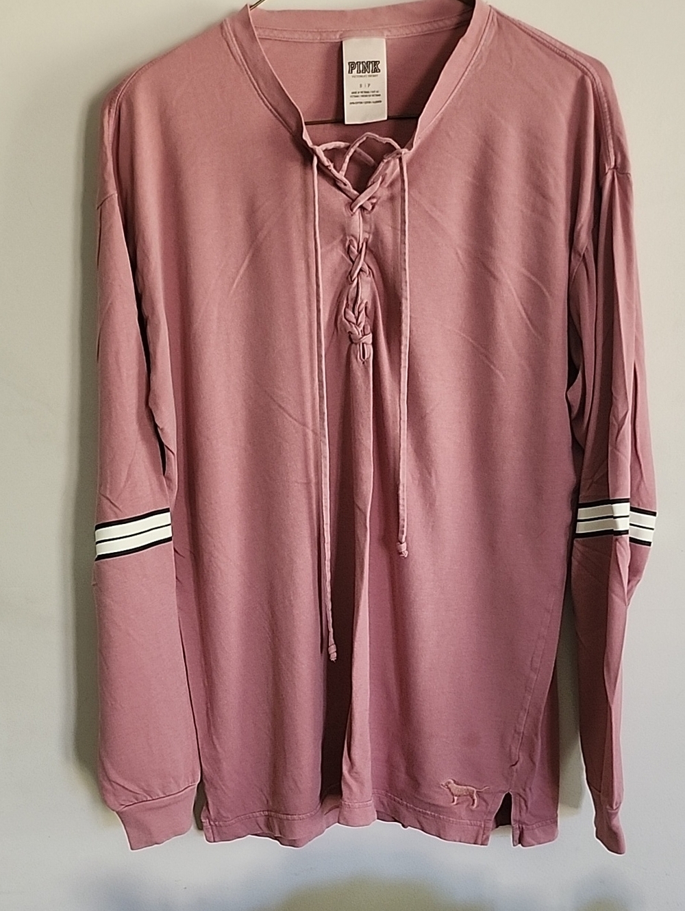 PINK Victoria's Secret Mauve Pink Lace-Up Long Sleeve Shirt